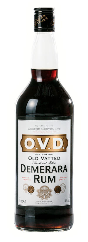 Bottle of O.V.D. Dark Rum